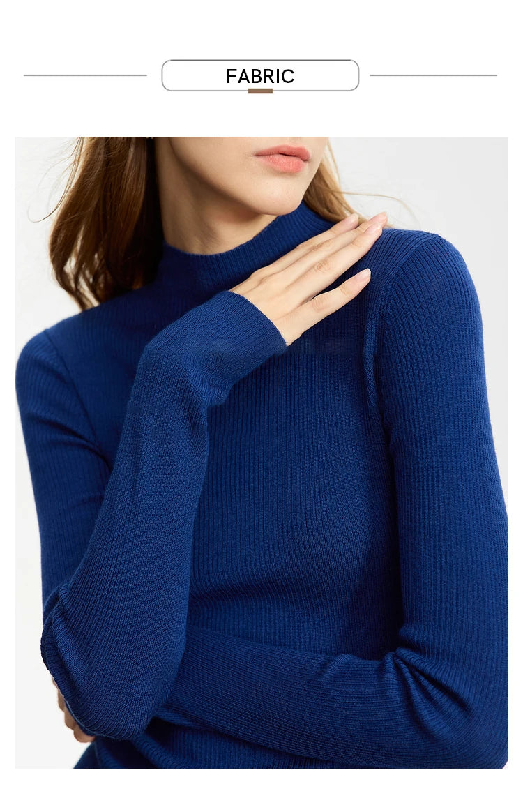 Women’s Slim Fit Turtleneck Sweater – Warm High Elastic Pullover
