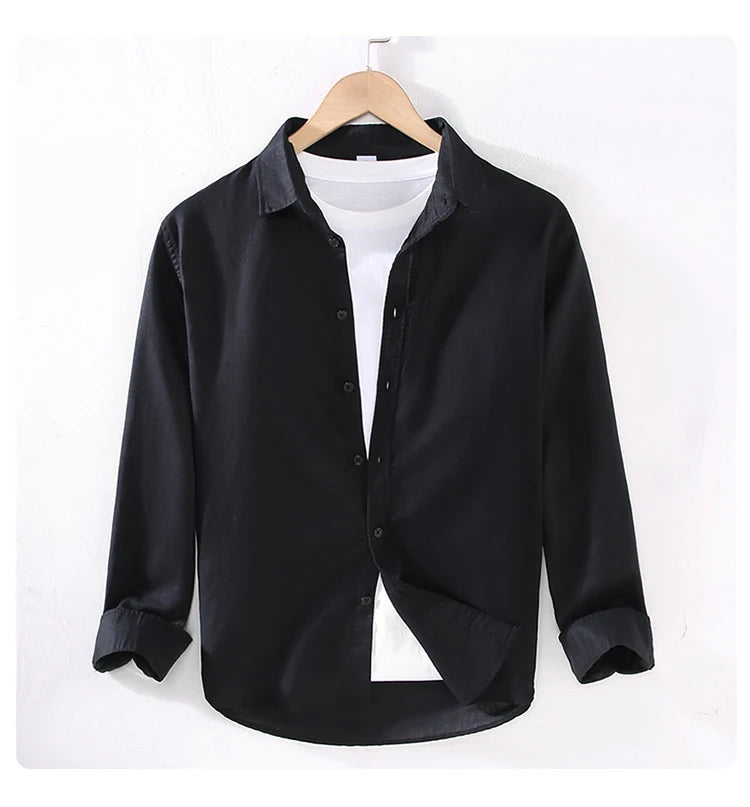 Men’s Linen Cotton Shirt – Long Sleeve Casual Spring/Summer Wear