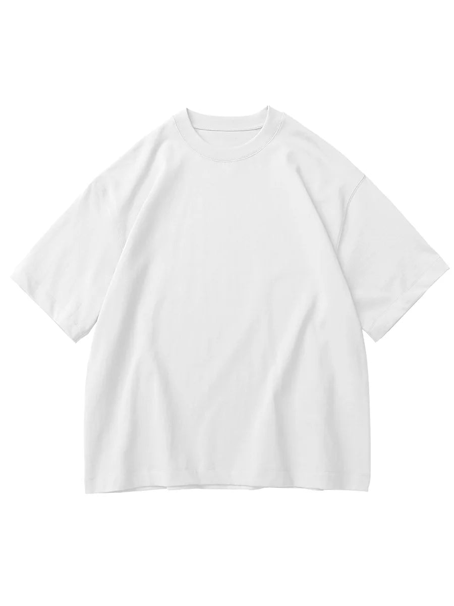 Oversized Heavy Cotton T-Shirt Men Solid Color Drop Shoulder Loose Fit