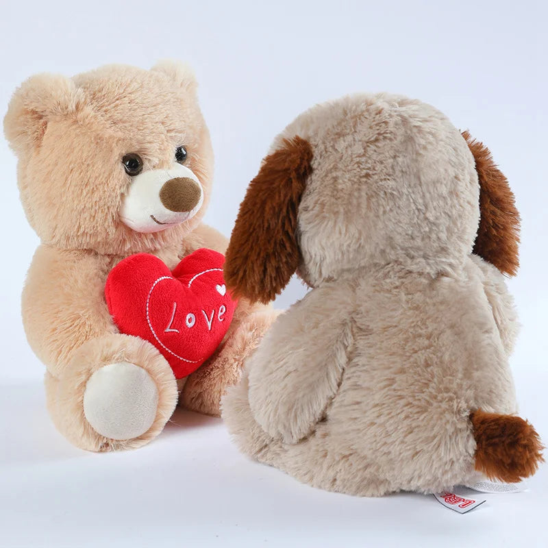 25CM Heart Bear & Dog Plush Toy – Valentine’s Gift