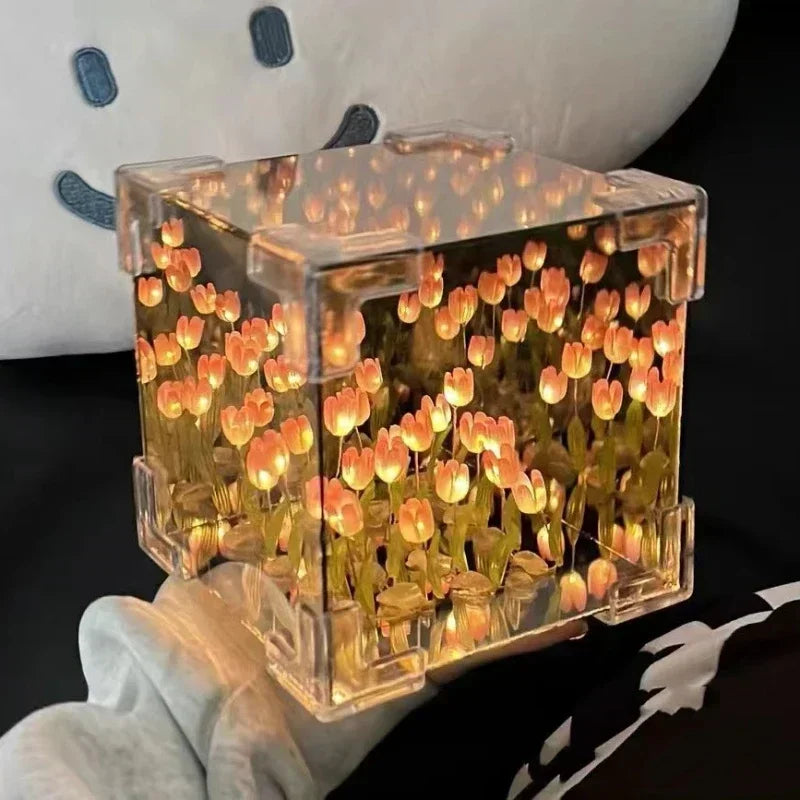 DIY Tulip Flower Night Lamp Kit – 3D Sea Cube Gift for Couples