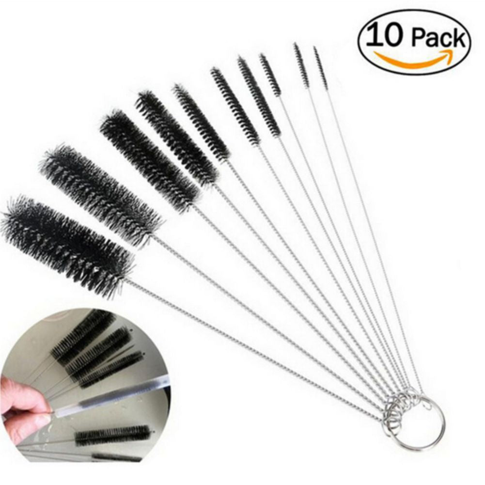 10pcs Kitchen Bottle & Straw Cleaning Brush Set – Nylon Bristles