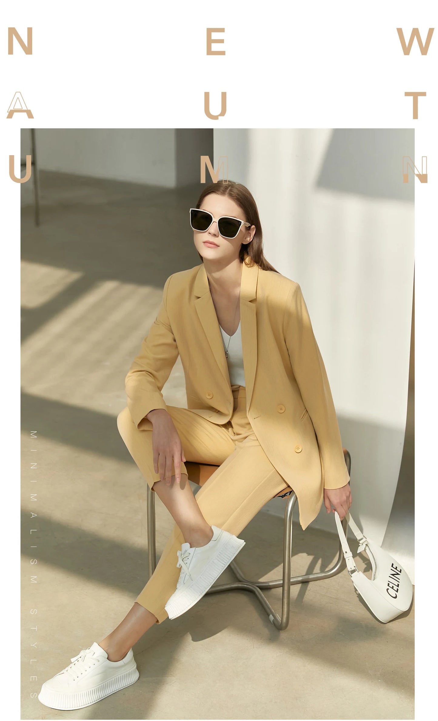 Women’s Office Blazer Set – Lace V-Neck Top & High Waist Pants