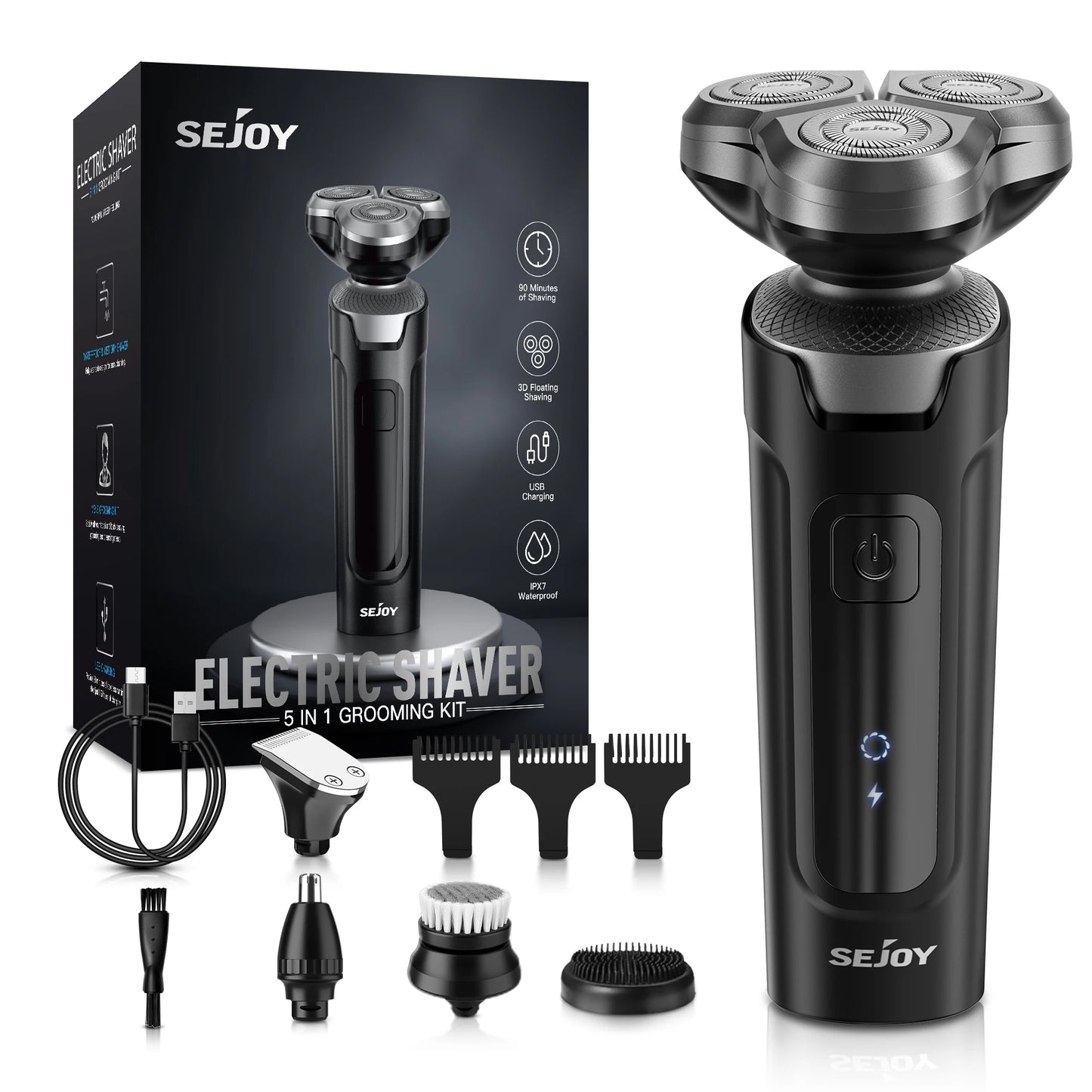 3-in-1 Electric Shaver – Beard, Nose & Razor Trimmer Waterproof