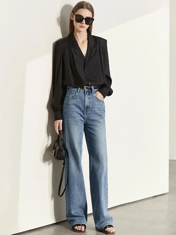 Women’s Vintage Loose Wide Leg Denim Jeans – Casual Spring Pants