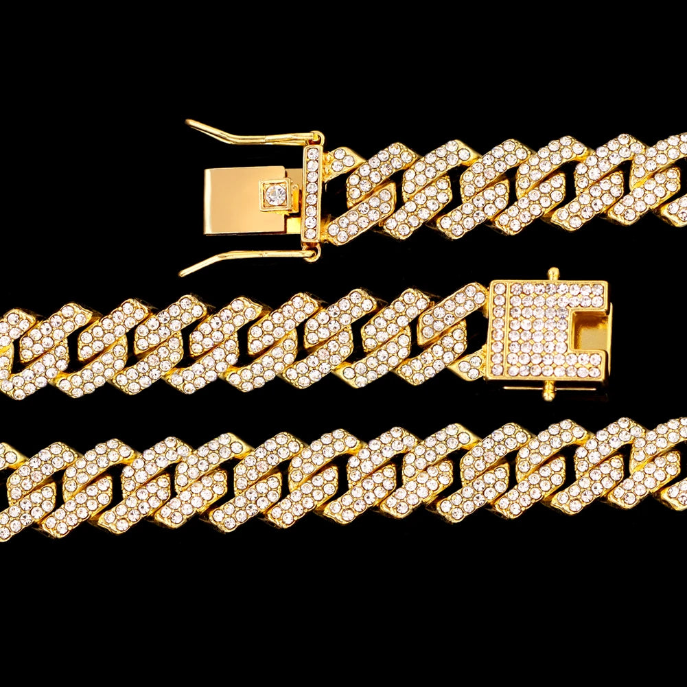 Hip Hop Iced Out Cuban Link Chain Necklace – Gold & Silver Men’s Gift