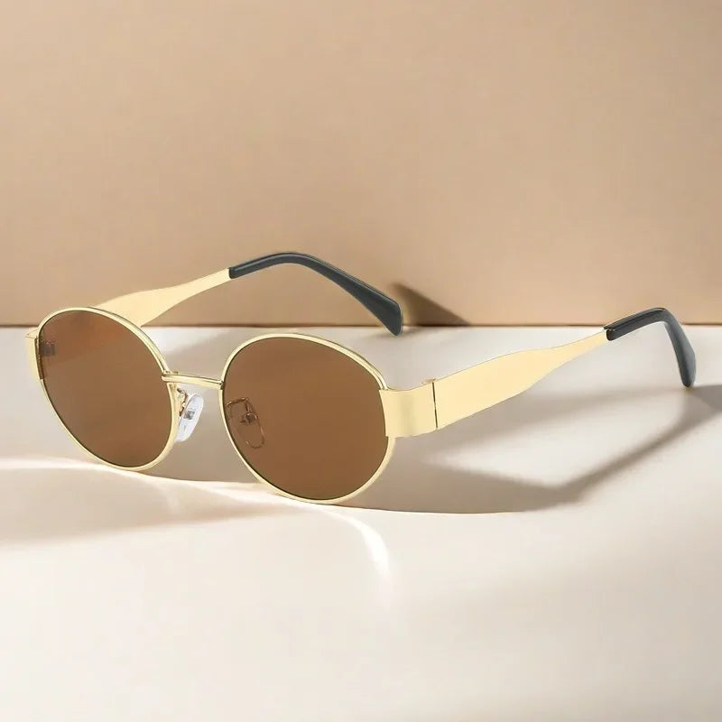 Vintage Oval Metal Sunglasses – Fashion UV Protection Eyewear