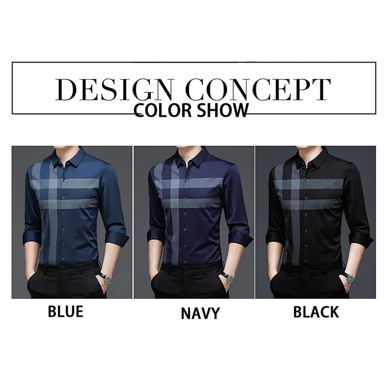 Men’s Striped Vintage Shirt – Long Sleeve Spring/Autumn Casual Top