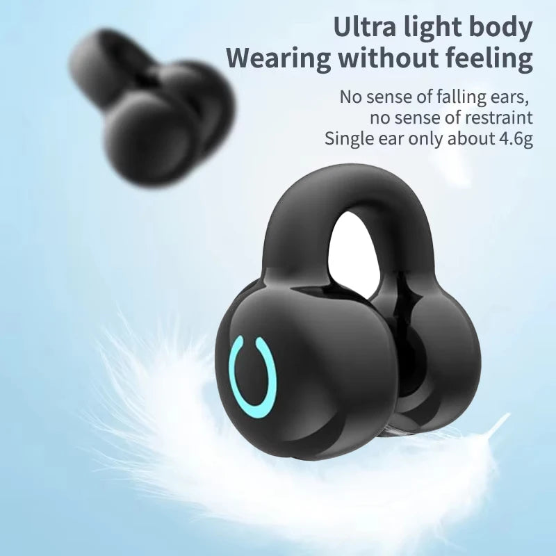 Single Ear Bone Conduction Bluetooth Earphone Clip Noise Cancelling
