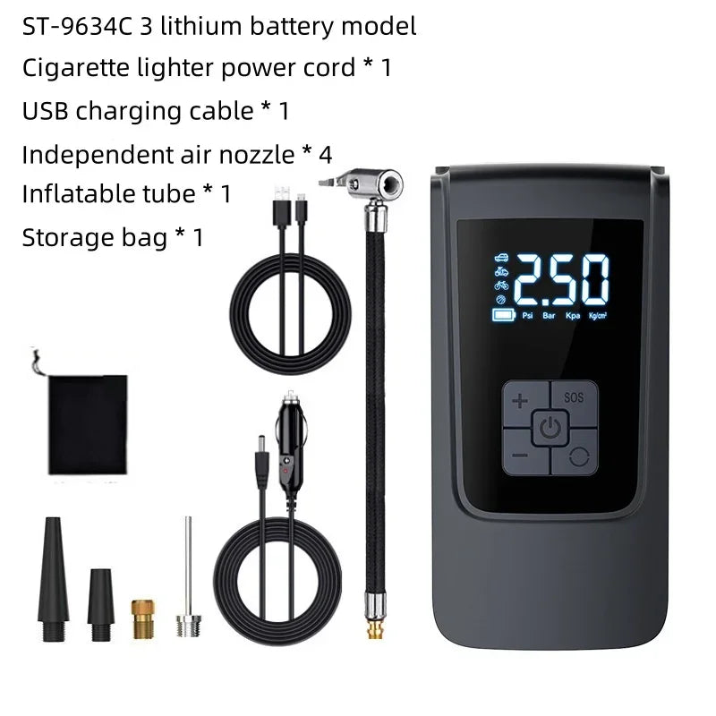 Portable Electric Air Compressor Pump – Car, Motorcycle & Bike Tire Inflator