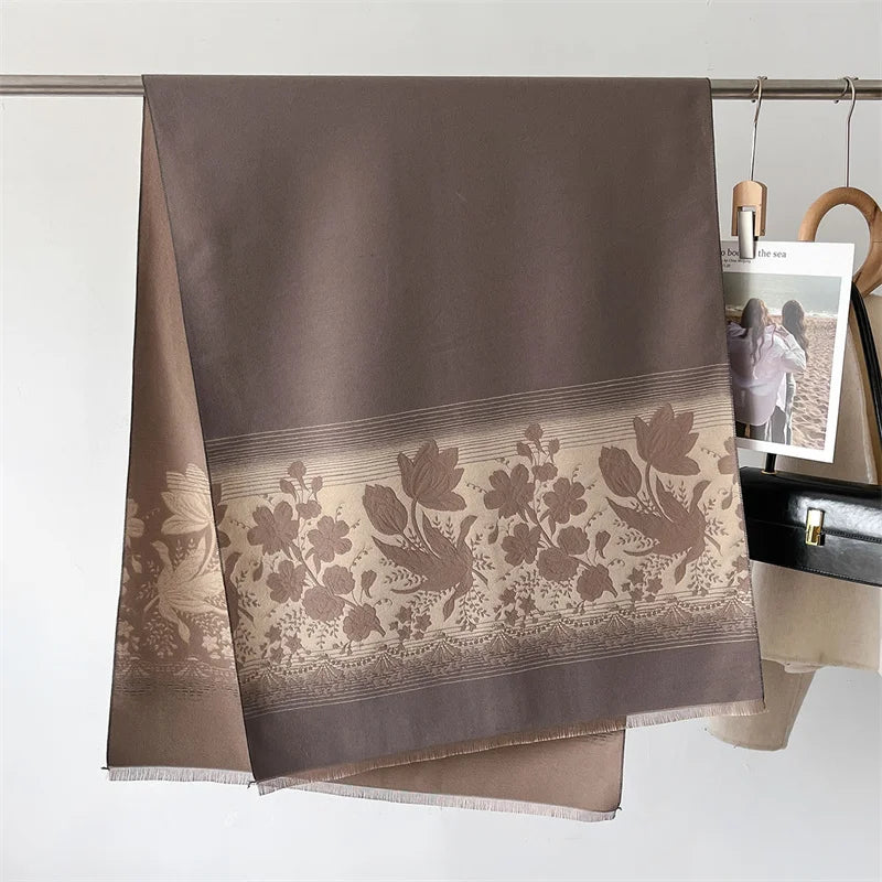 2024 Floral Cashmere Scarf – Warm Winter Pashmina Shawl Wrap