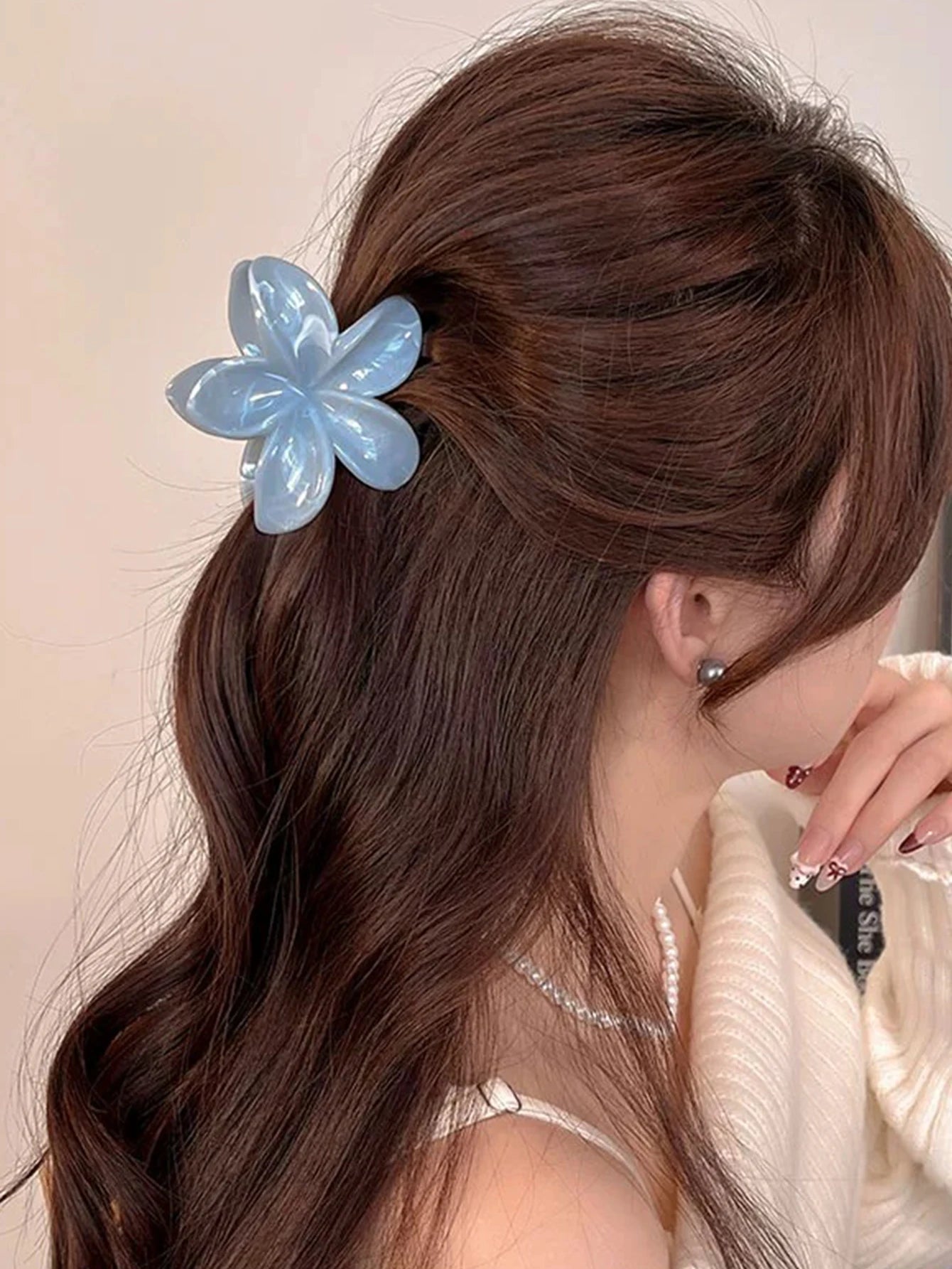 2 Pcs Marble Flower Hair Claw Clips – Cute Beach Hair Accessories