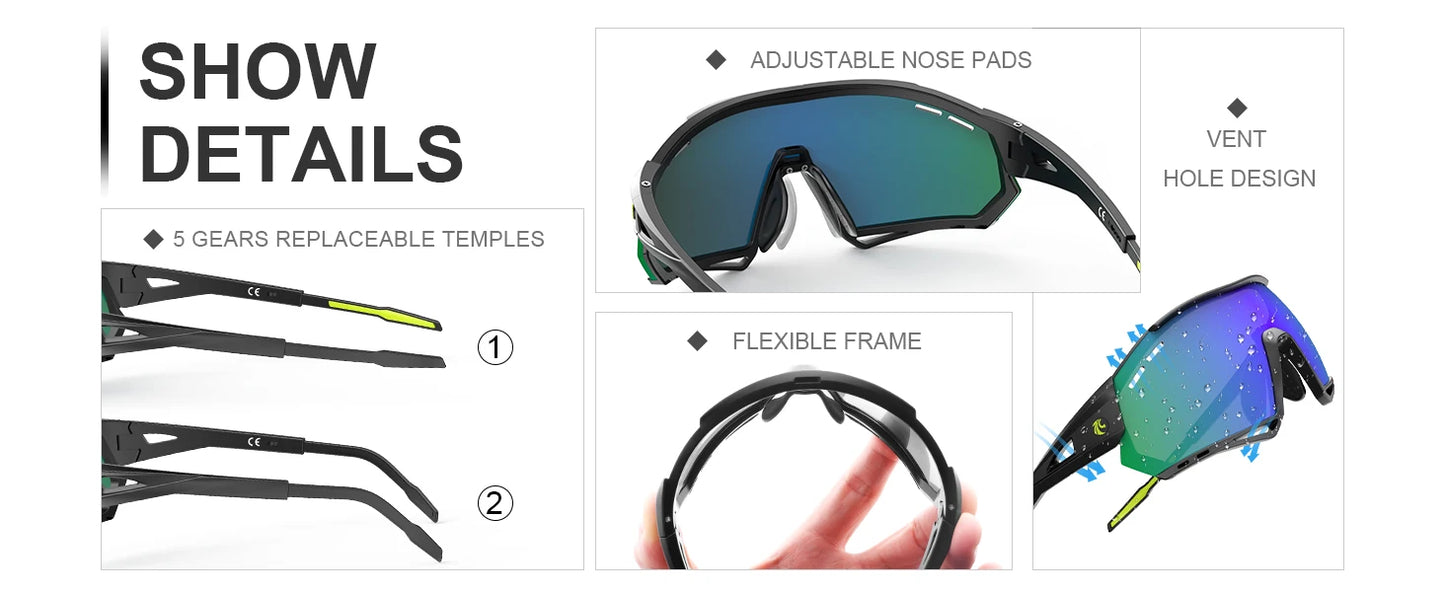 5-Lens Polarized Cycling Glasses – UV Protection Sports Eyewear