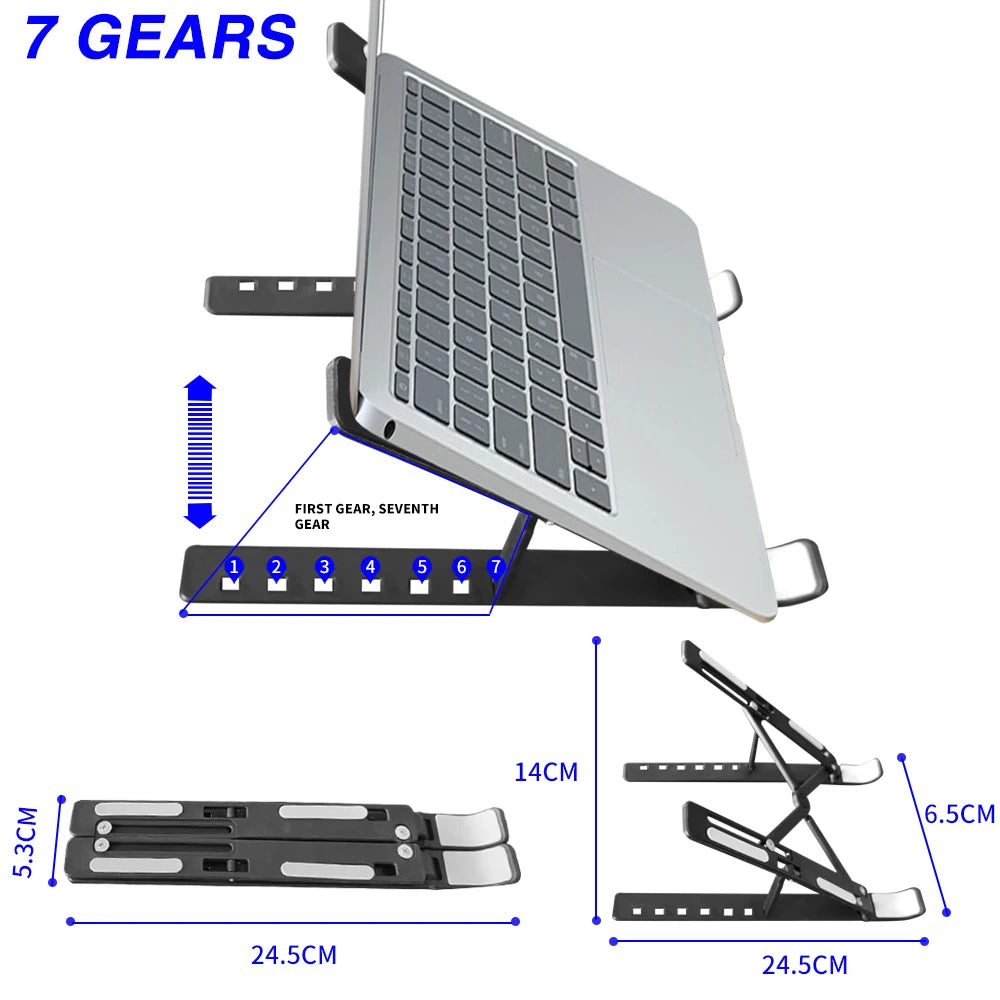 Portable Foldable Laptop Stand – 7/10 Gear Adjustable Tablet Holder