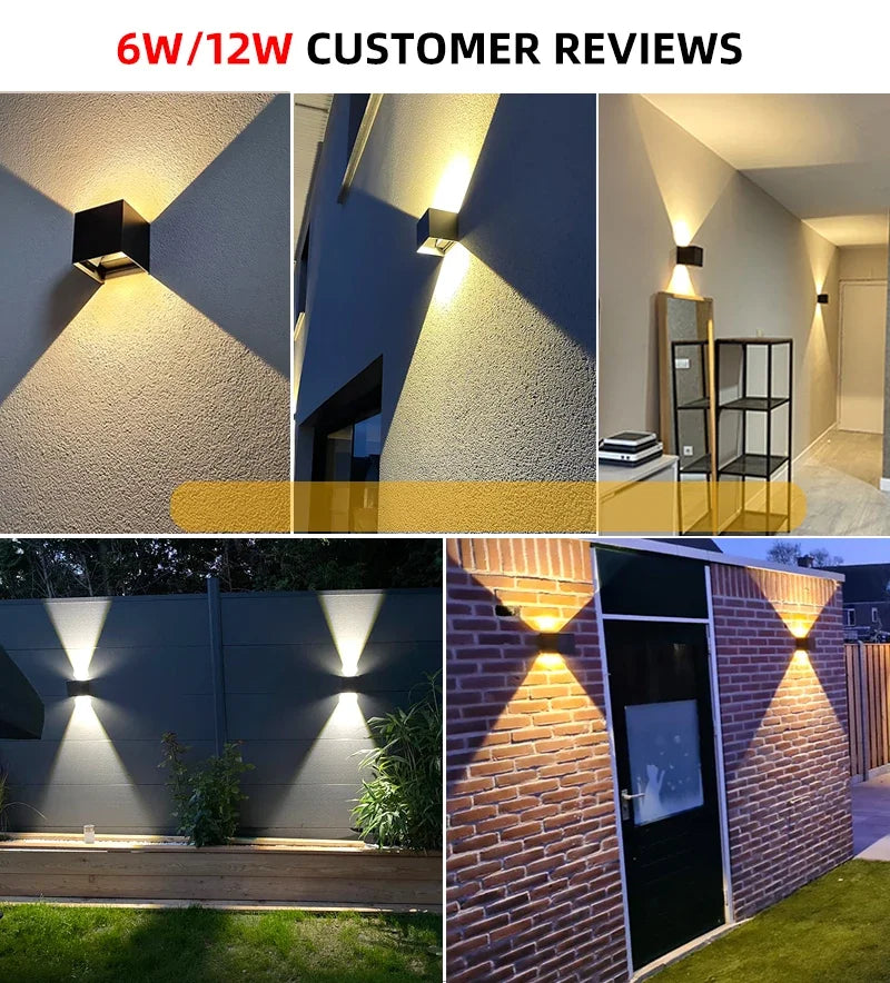 Waterproof Aluminum LED Wall Lamp – 12W/24W Indoor Outdoor Light