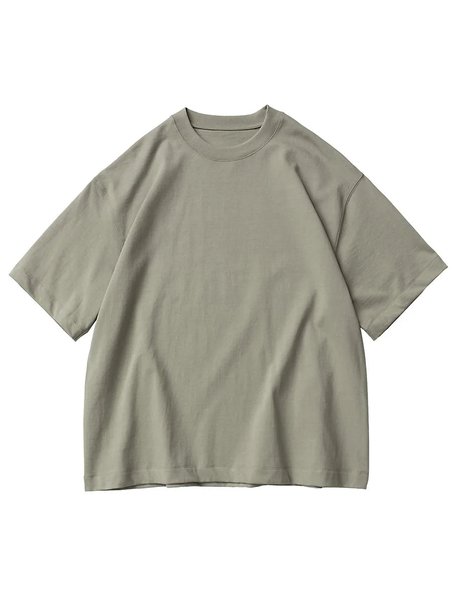 Oversized Heavy Cotton T-Shirt Men Solid Color Drop Shoulder Loose Fit