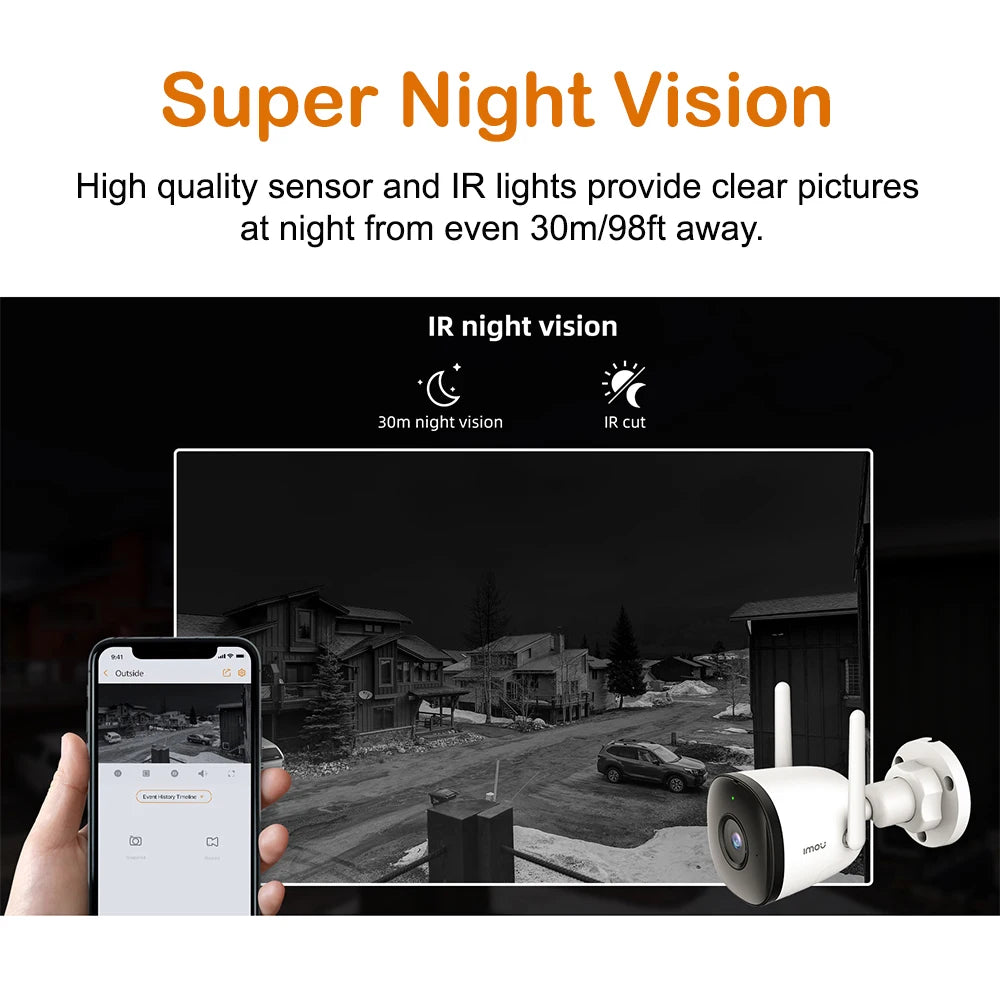 4MP Outdoor WiFi Bullet Camera – Weatherproof & AI Detection