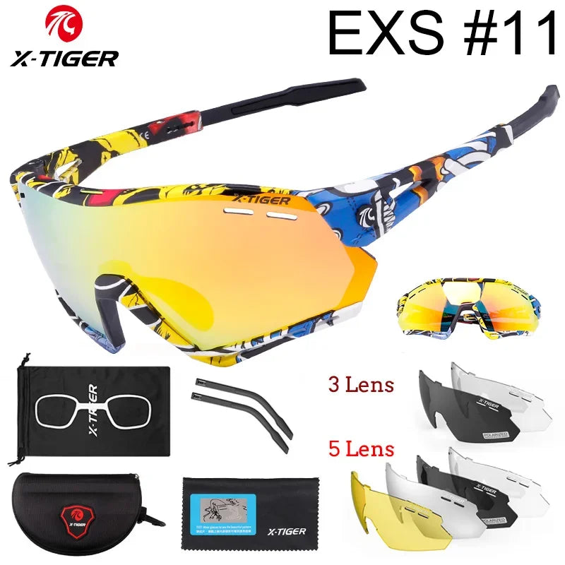 5-Lens Polarized Cycling Glasses – UV Protection Sports Eyewear
