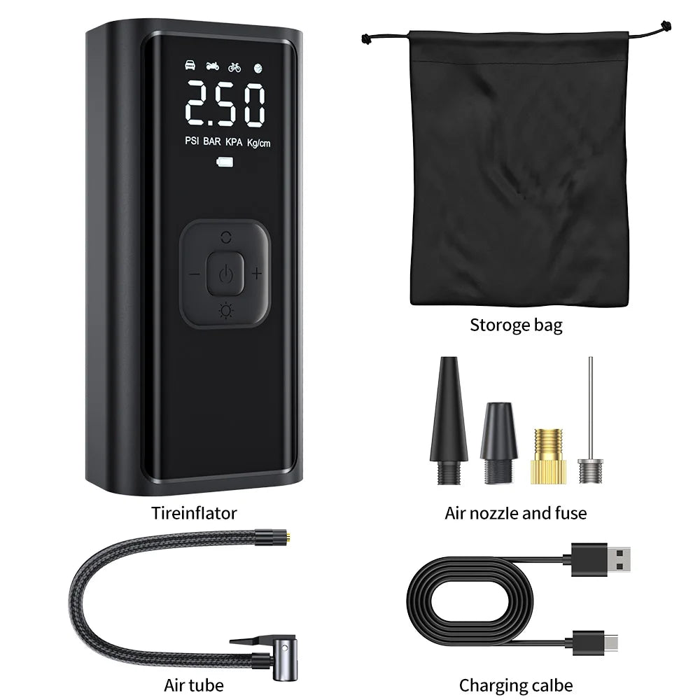 Wireless Electric Car Tire Inflator Pump with LED Light