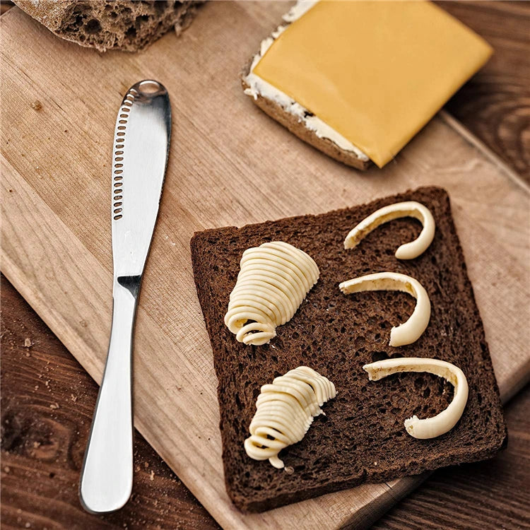 Stainless Steel Butter Knife with Holes – Spreader & Cheese Cutter