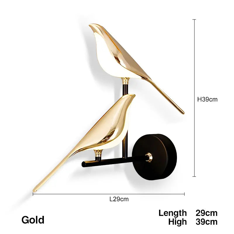 Magpie Bird LED Wall Lamp – 360° Rotating Bedside Light