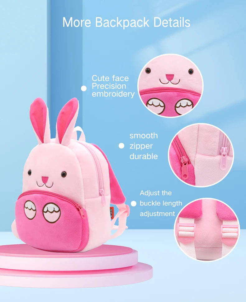 Cartmela Cute Animals Cartoon Plush Backpack - Kids Schoolbag