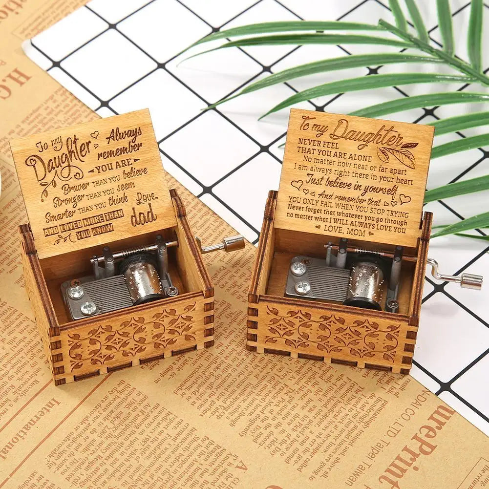 Wooden Hand Crank Music Box