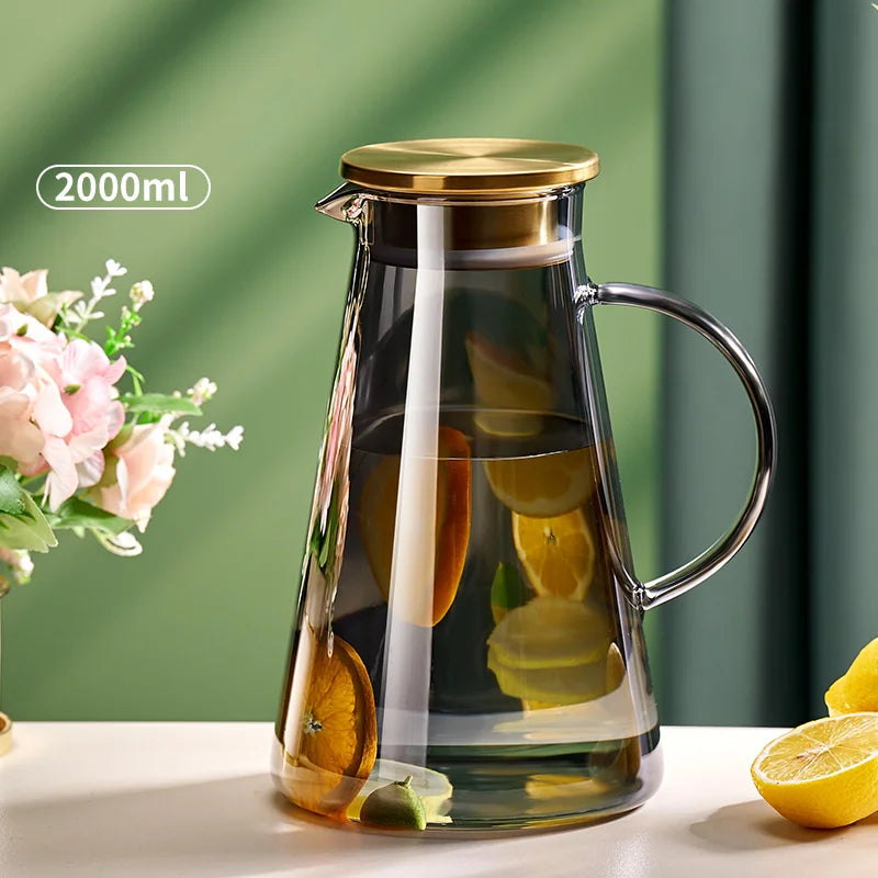 Heat-Resistant Glass Water Jug with Cups – Large Capacity