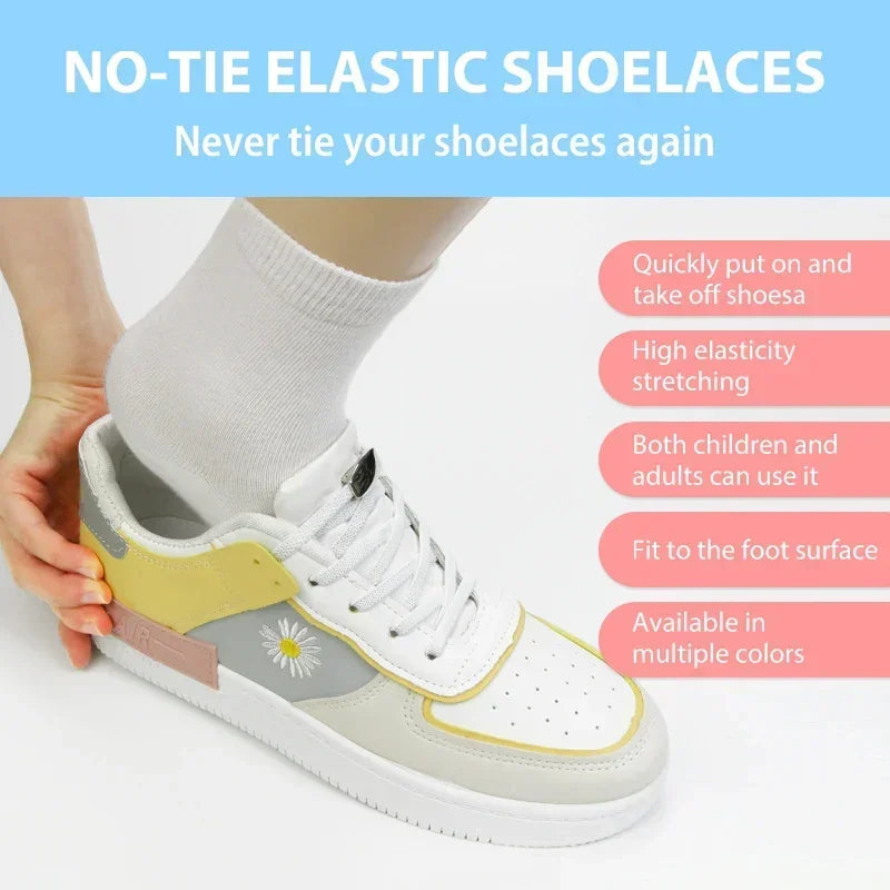 No-Tie Elastic Shoelaces with Metal Lock | Quick Fit for All Shoes