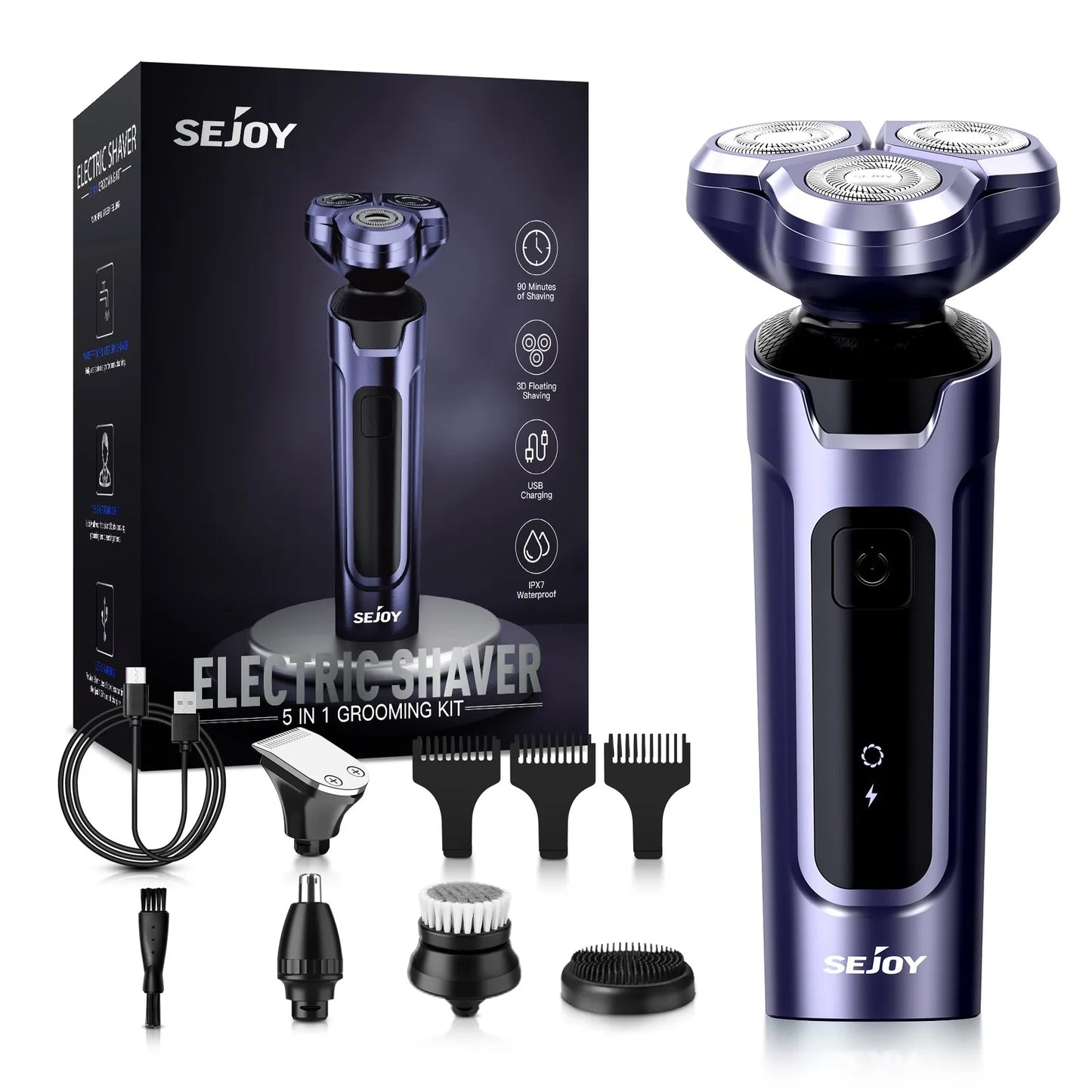 3-in-1 Electric Shaver – Beard, Nose & Razor Trimmer Waterproof