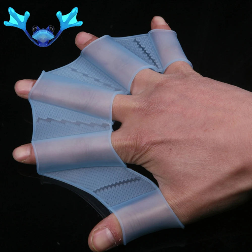 Silicone Webbed Swim Gloves – Training Fins for Adults & Kids