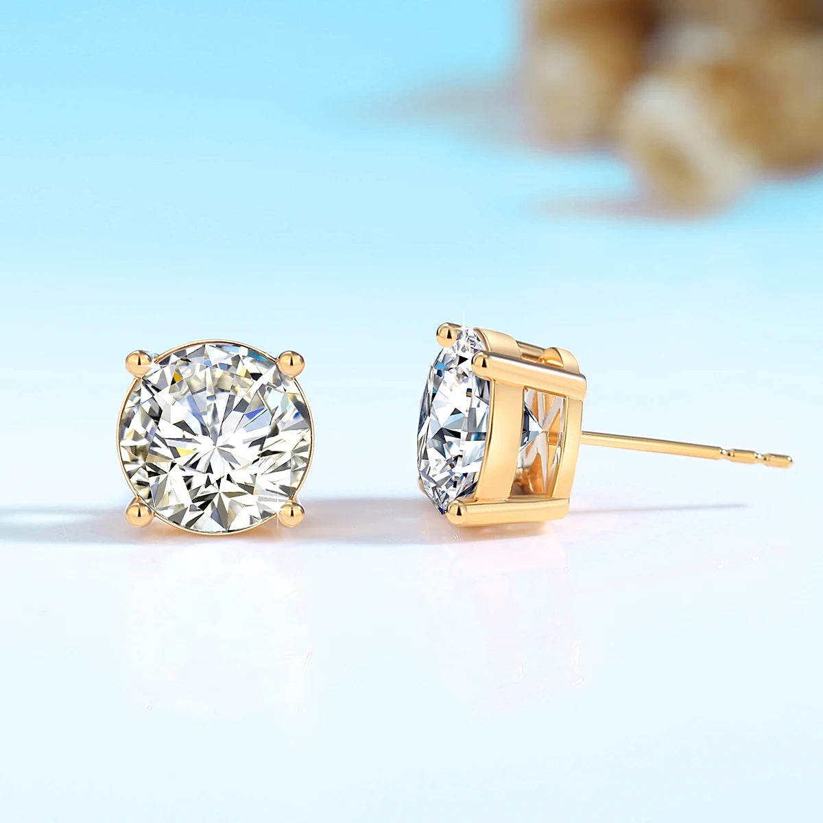 18K Real Gold Earrings with Moissanite Diamonds – Luxurious Gift