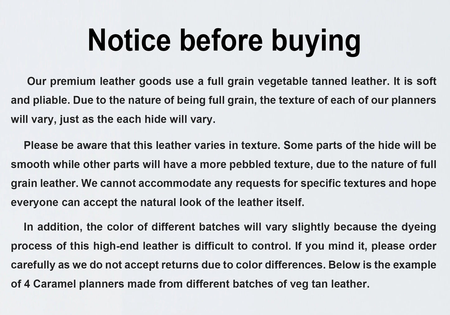 Vegetable Tanned Leather Travel Notebook – Standard Planner Cover