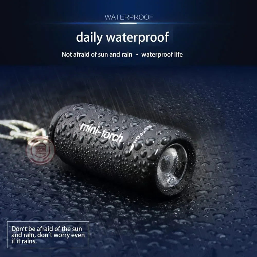 USB Rechargeable LED Pocket Flashlight – Mini Keychain, Waterproof