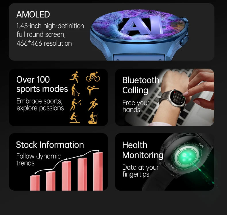 KUMI GW6 Smart Watch with ChatGPT – 1.43" HD Display
