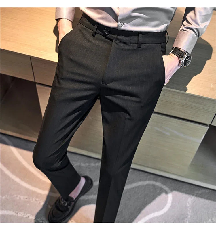 Cartmela Men’s Black Striped Suit Pants