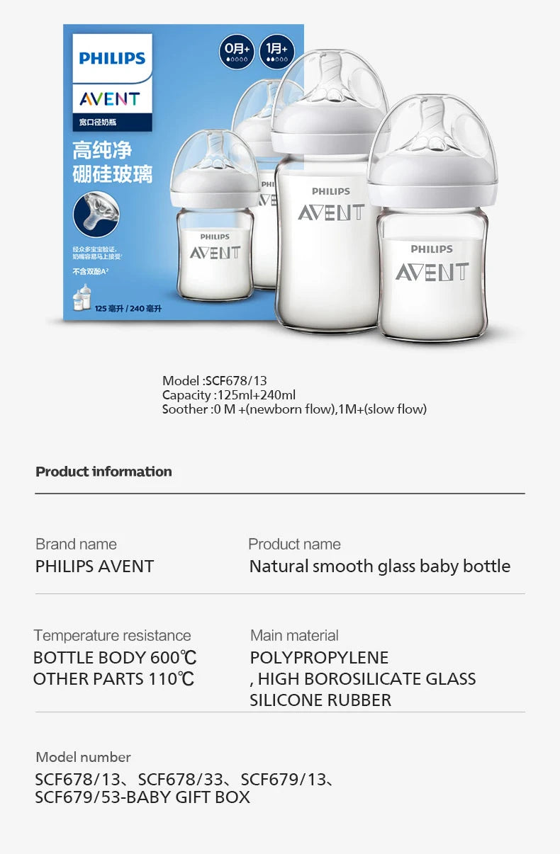 PHILIPS AVENT Glass Baby Bottle – Anti-Colic Feeder 160ml/240ml