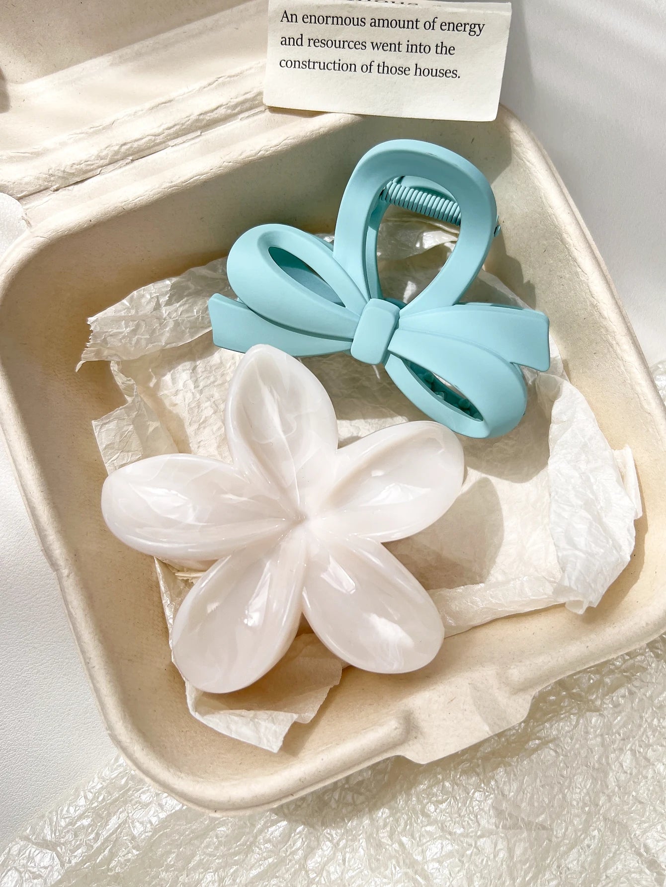2 Pcs Marble Flower Hair Claw Clips – Cute Beach Hair Accessories