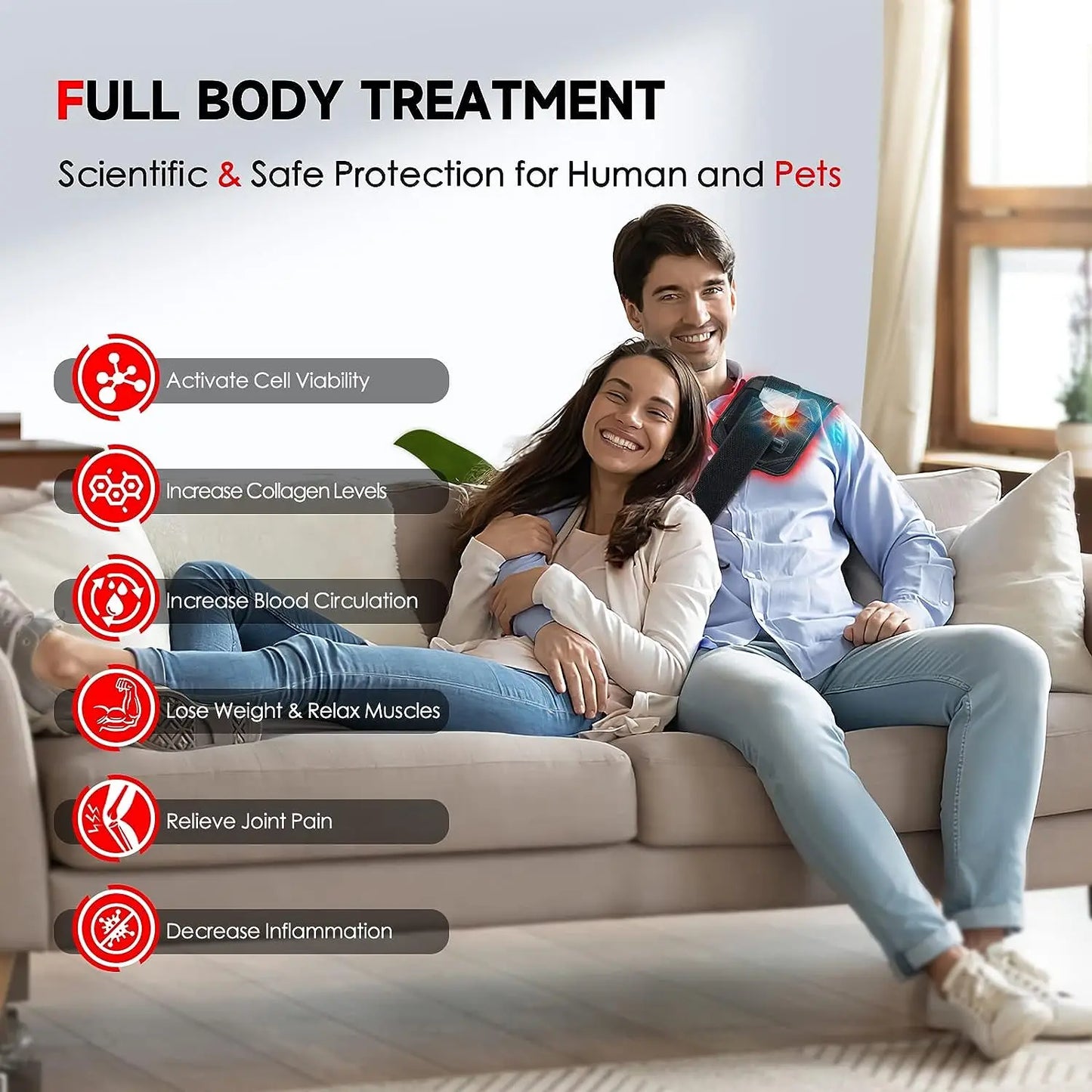 Red & Infrared Light Therapy Belt – 850nm & 660nm Fat Burning Waist Wrap