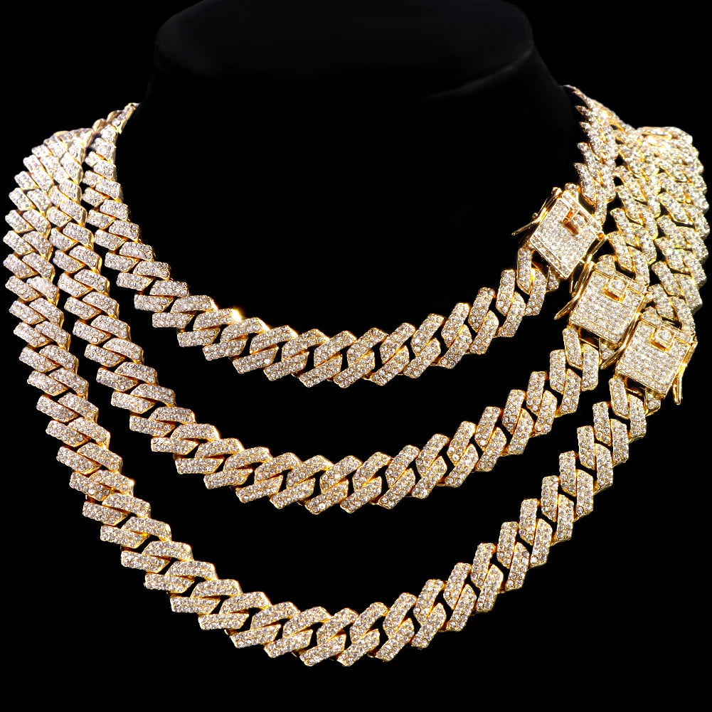 Hip Hop Iced Out Cuban Link Chain Necklace – Gold & Silver Men’s Gift