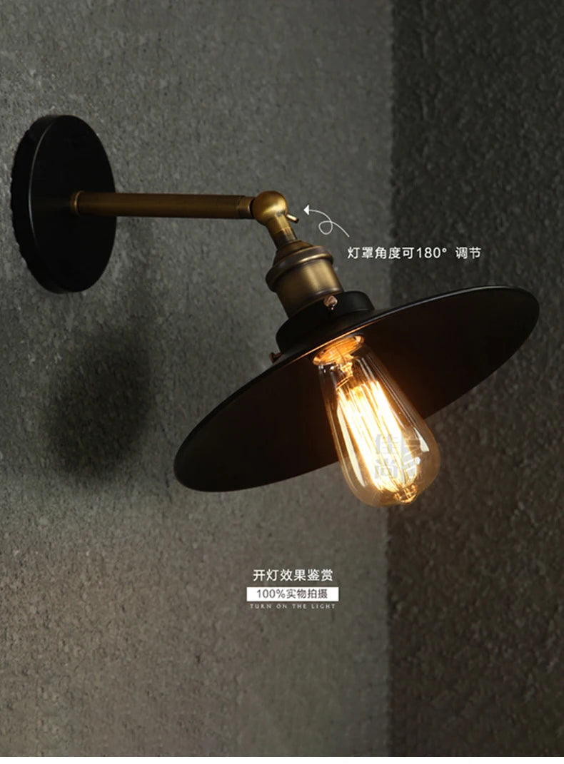 Vintage Wall Lamp with Switch – Adjustable Industrial Loft Light