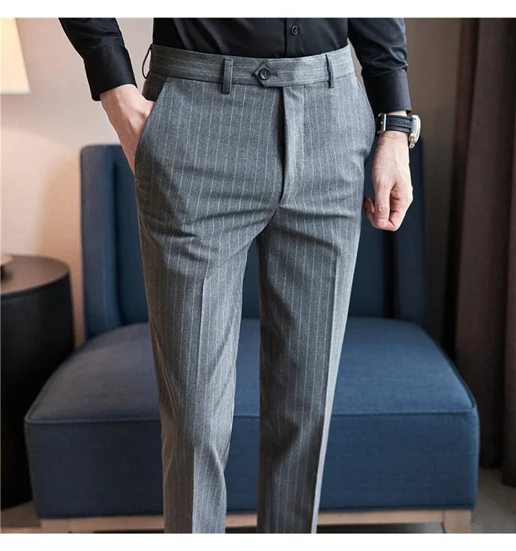 Cartmela Men’s Black Striped Suit Pants