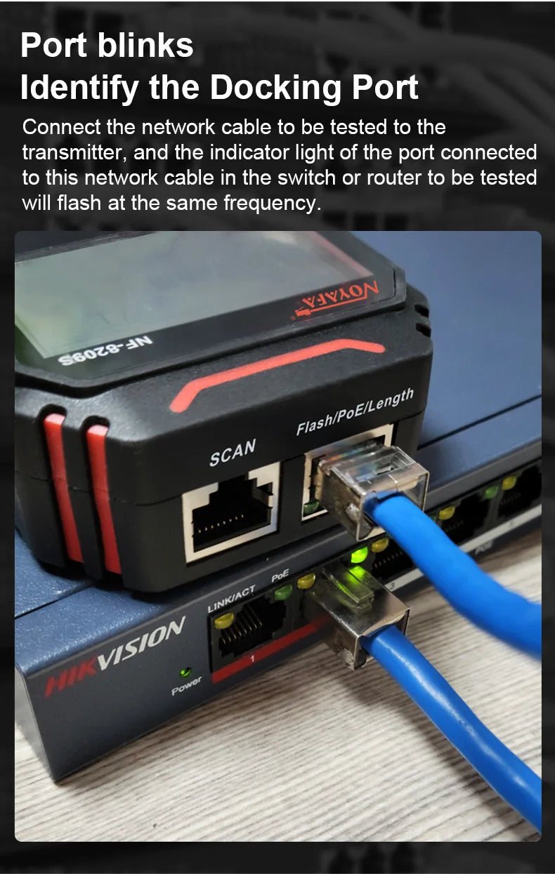 Network Cable Tracker & Tester – LCD Display, Wiremap, Length Tool