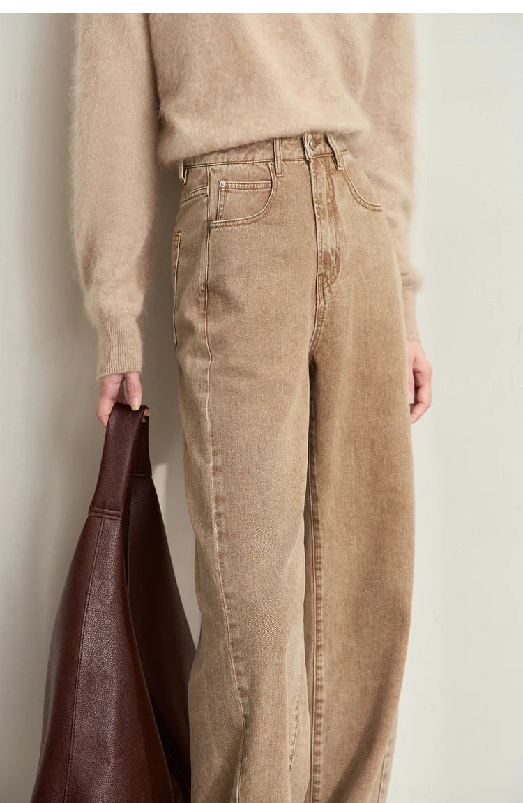 Women’s Retro Wide-Leg Jeans – Loose Straight Cotton Denim Pants