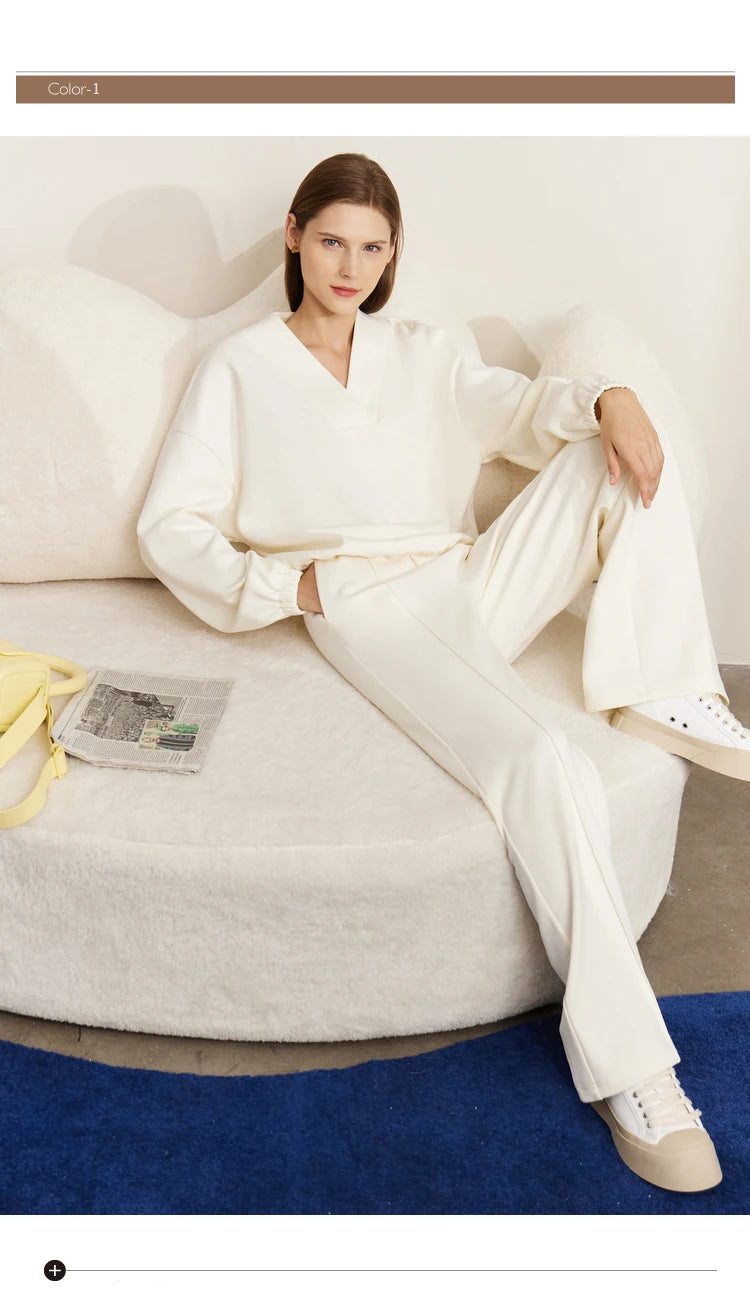 Women’s Loose Sweatshirt & Straight Leg Pants – Spring Casual Set