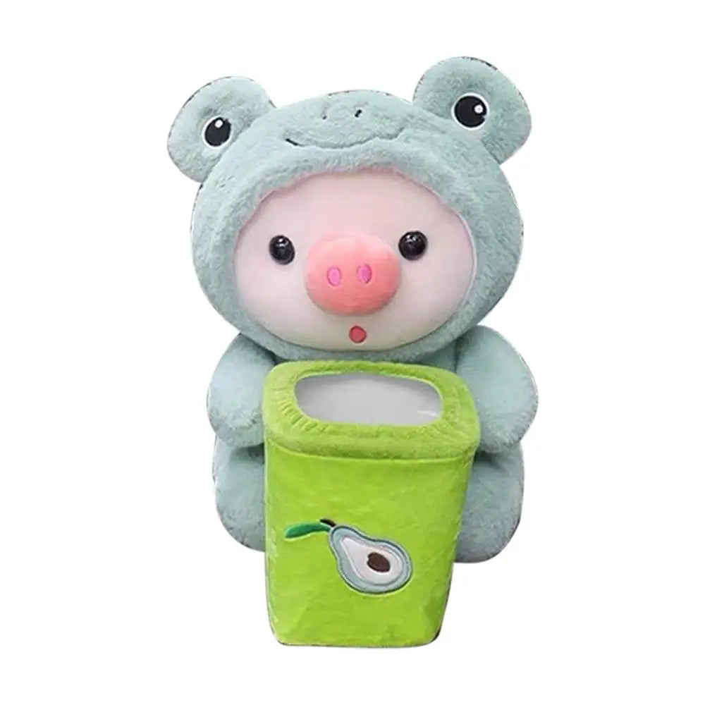 Cute Plush Animal Car Tissue Box & Trash Can Storage Organizer