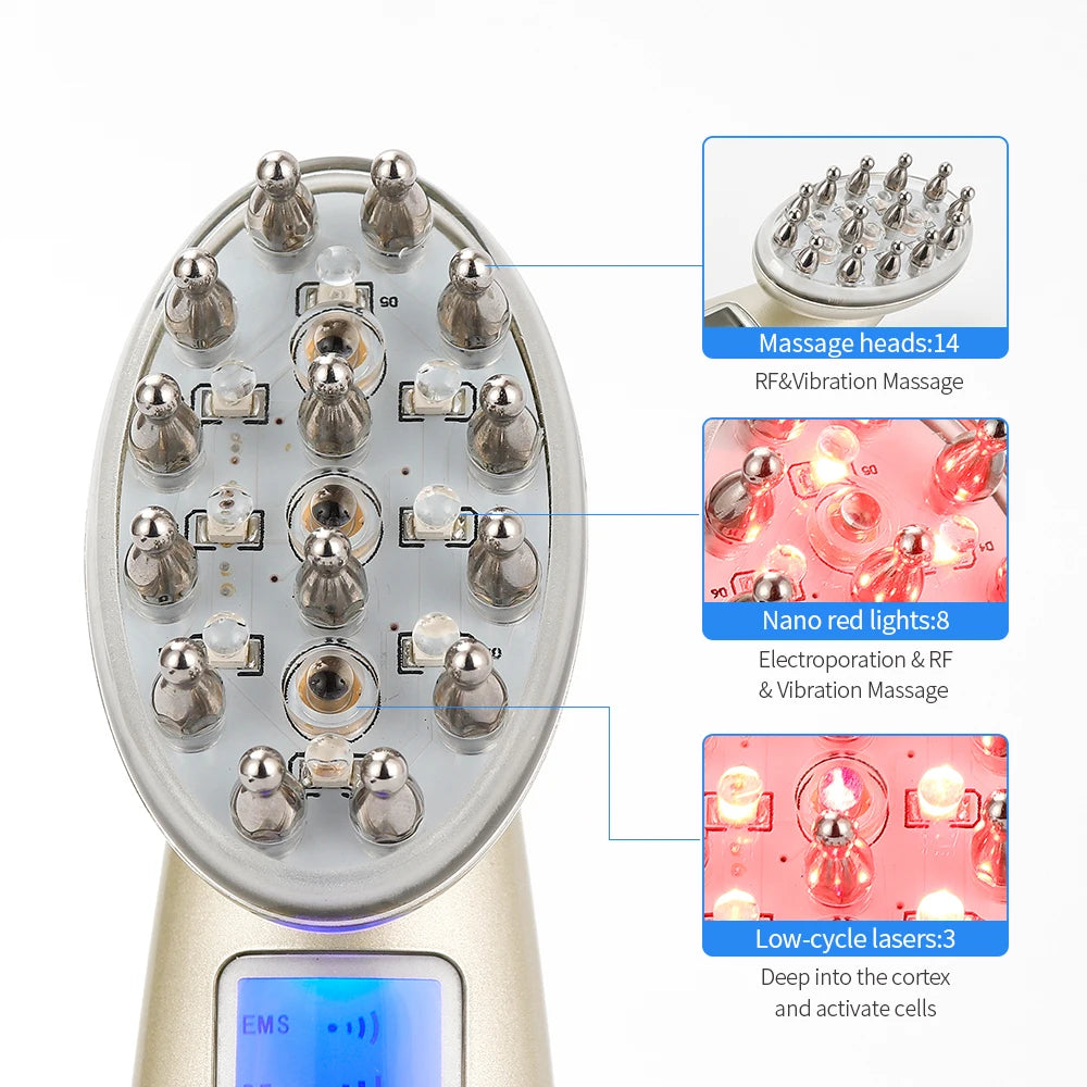 EMS Electric Scalp Massager – LED Hair Growth & Anti-Hair Loss Comb