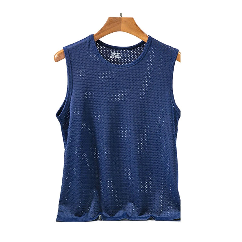 Men’s Ice Silk Mesh Tank Top Bodybuilding Fitness Vest