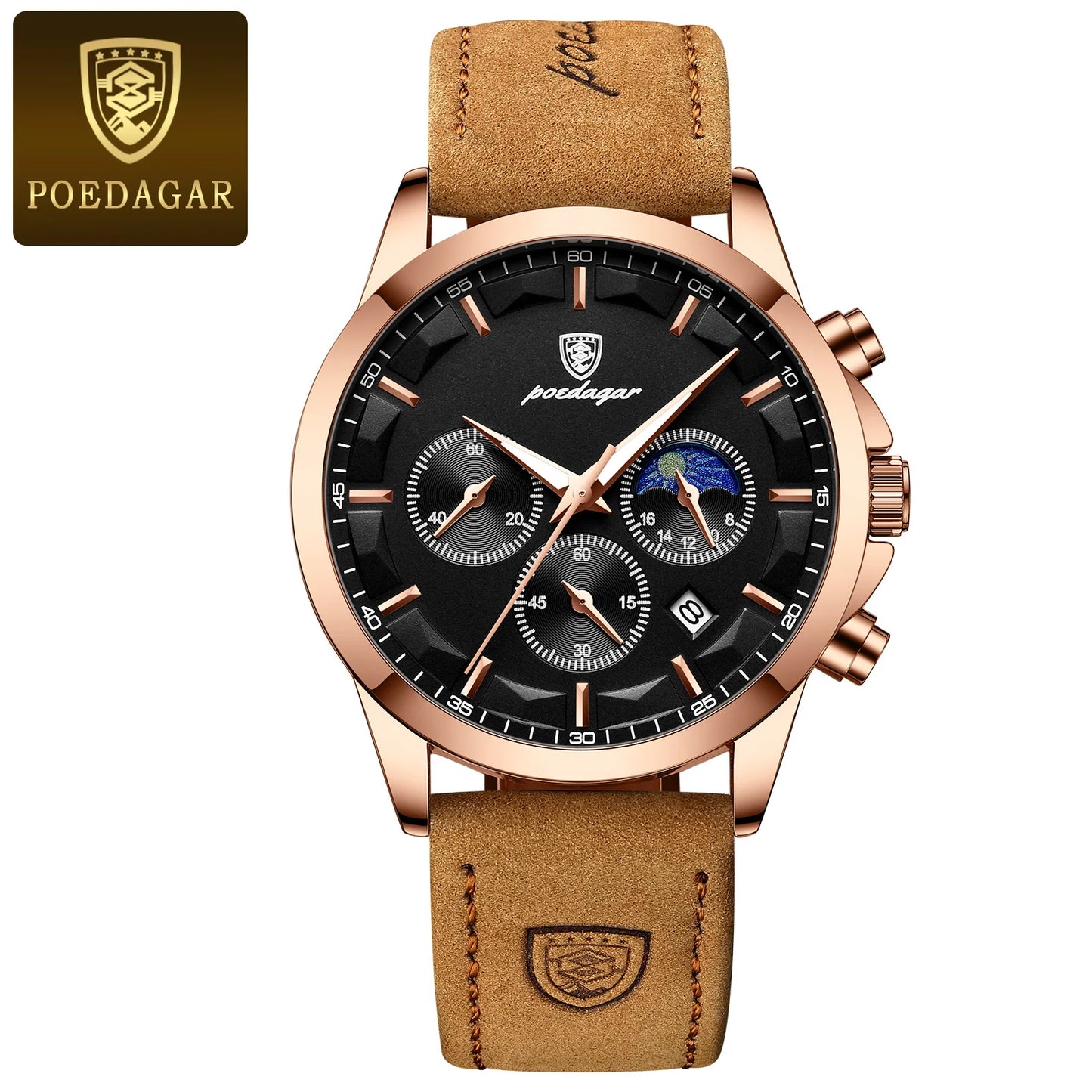 POEDAGAR Men's Luxury Quartz Chronograph Waterproof Watch