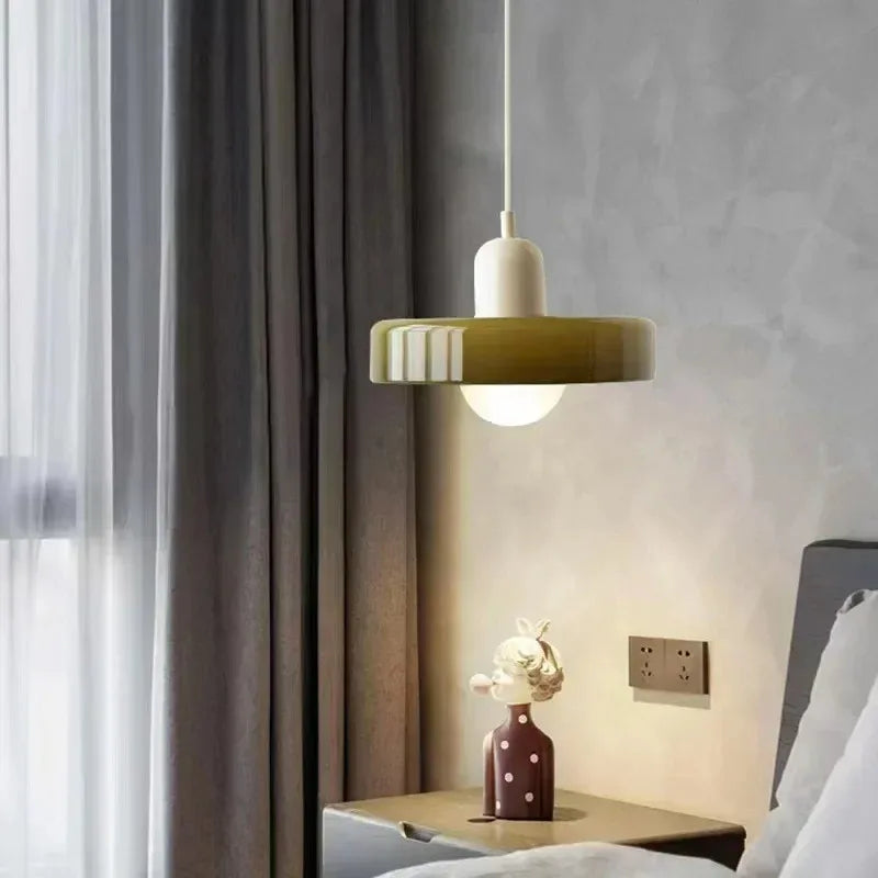 Nordic Retro Glass Pendant Lamp – E27 LED Indoor Chandelier